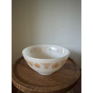 Vintage Termo Rey White Milk Glass Style Bowl Yellow Butterfly Pattern
